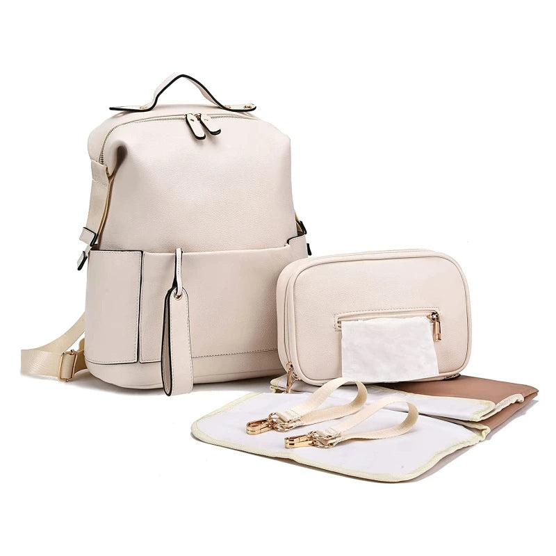 Multifunction Leather Diaper Bags Large Capacity Baby Bags for Baby Care Changing Bags for Mom Outdoor Travel Maternity Backpack - ZOOMNSTORE