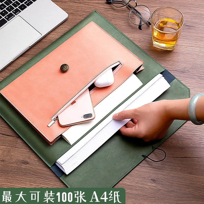 Leather File Bag – A4 Paper File Folder | Business Briefcase & Document Storage - ZOOMNSTORE