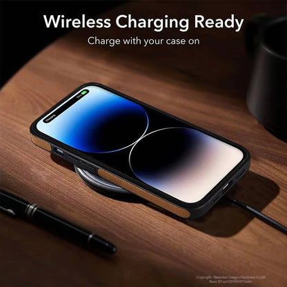 Leather Kickstand Phone Case for iPhone 11-16 - Shockproof Flexible Soft Grip Cover - ZOOMNSTORE