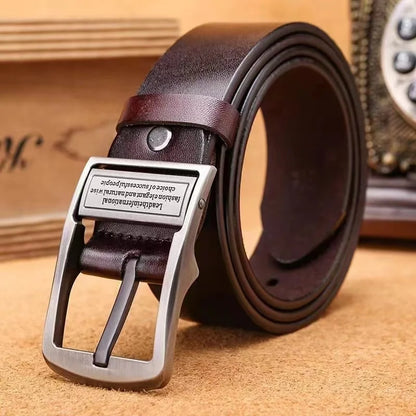Mens Leather Cowhide Belt - Luxury Fashion Pin Buckle Strap - ZOOMNSTORE