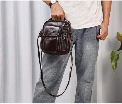 Leather Messenger Bag - Vintage Genuine Leather Men's Crossbody Sling Pack with Cell Phone Compartment - ZOOMNSTORE