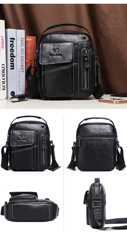 Leather Messenger Bag - Vintage Genuine Leather Men's Crossbody Sling Pack with Cell Phone Compartment - ZOOMNSTORE