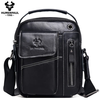Leather Messenger Bag - Vintage Genuine Leather Men's Crossbody Sling Pack with Cell Phone Compartment - ZOOMNSTORE