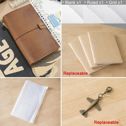 Leather Notebook - Handmade Vintage Cowhide Diary With Replaceable Inserts - ZOOMNSTORE