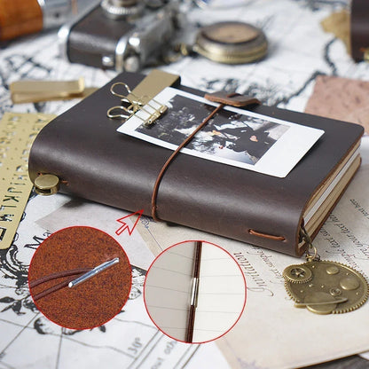 Leather Notebook - Handmade Vintage Cowhide Diary With Replaceable Inserts - ZOOMNSTORE