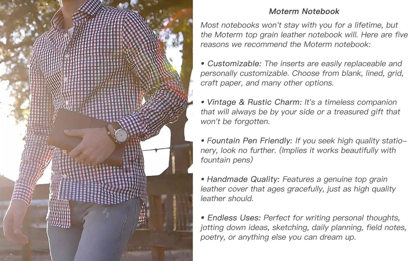 Leather Notebook - Handmade Vintage Cowhide Diary With Replaceable Inserts - ZOOMNSTORE