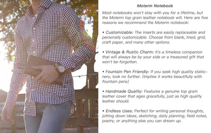 Leather Notebook - Handmade Vintage Cowhide Diary With Replaceable Inserts - ZOOMNSTORE