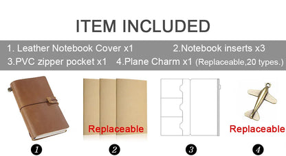 Leather Notebook - Handmade Vintage Cowhide Diary With Replaceable Inserts - ZOOMNSTORE