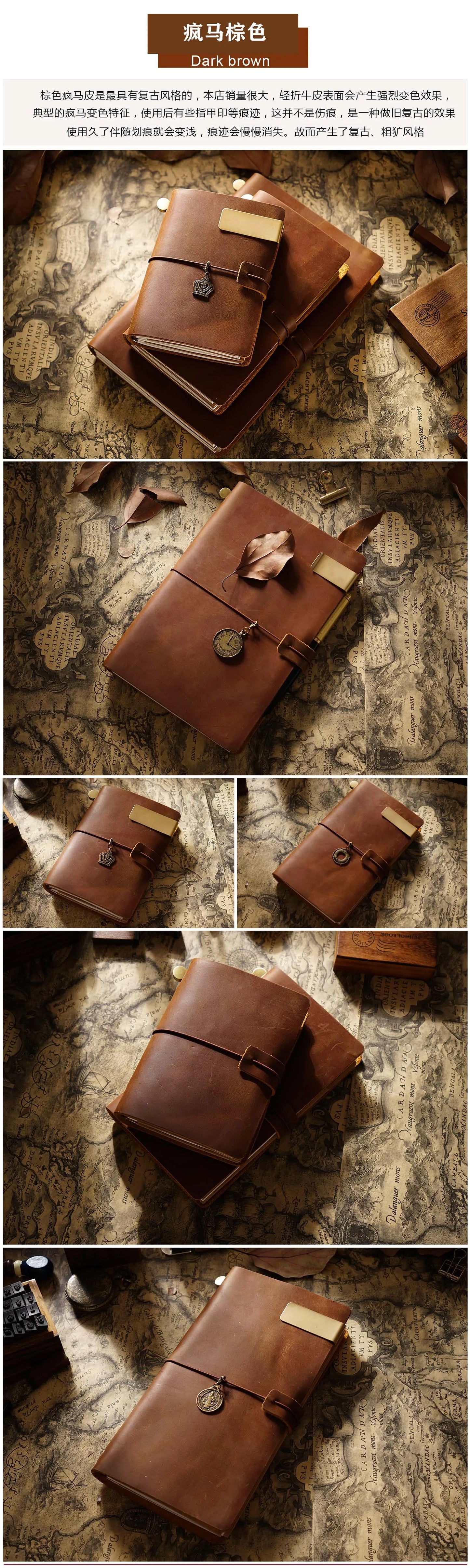 Leather Notebook - Handmade Vintage Cowhide Diary With Replaceable Inserts - ZOOMNSTORE