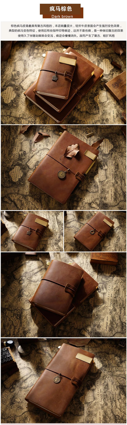 Leather Notebook - Handmade Vintage Cowhide Diary With Replaceable Inserts - ZOOMNSTORE