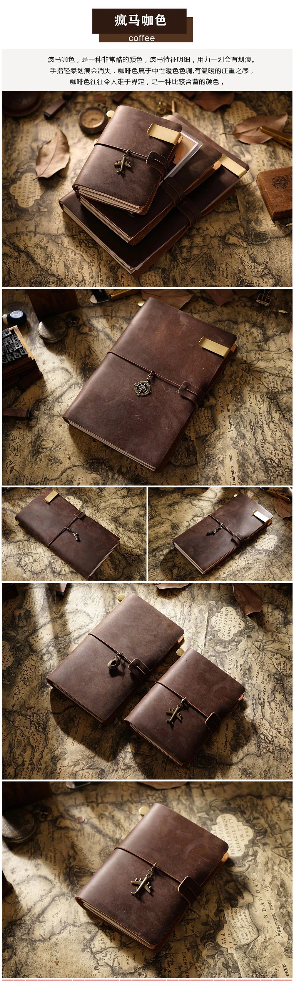 Leather Notebook - Handmade Vintage Cowhide Diary With Replaceable Inserts - ZOOMNSTORE