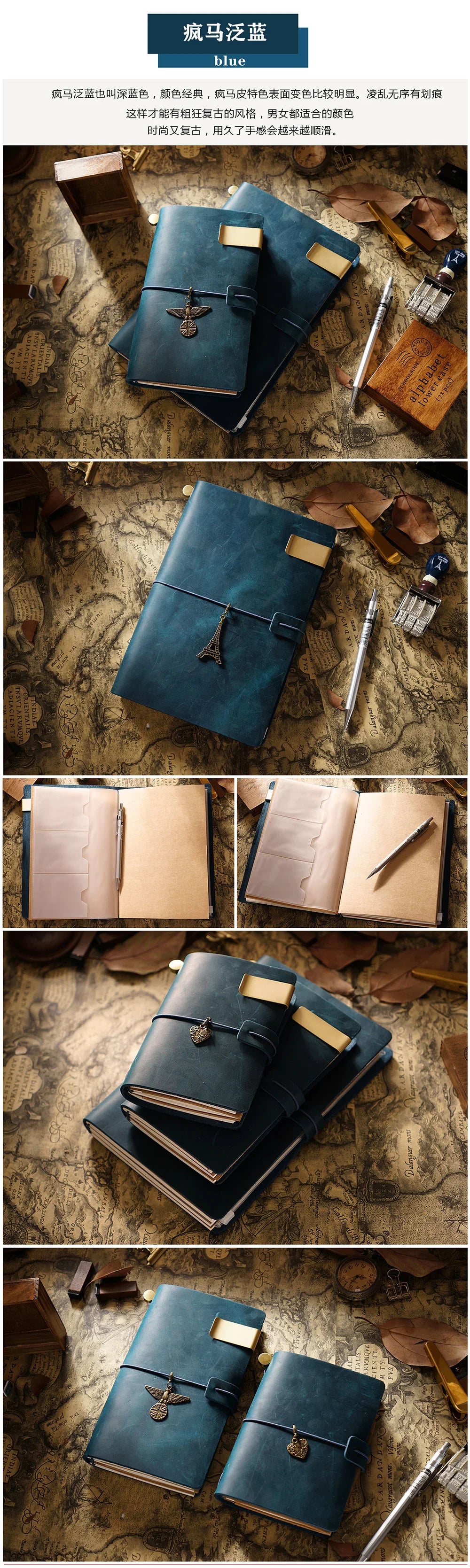 Leather Notebook - Handmade Vintage Cowhide Diary With Replaceable Inserts - ZOOMNSTORE