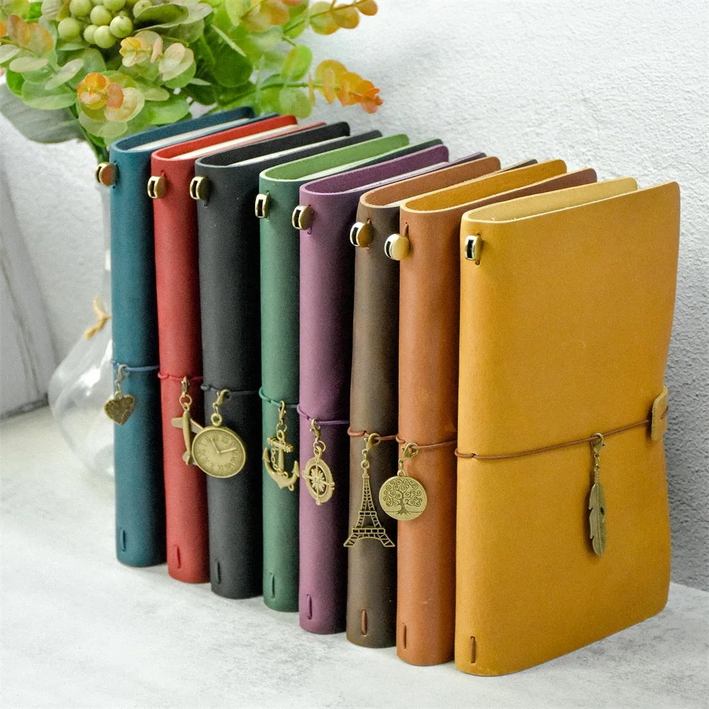 Leather Travel Journal - Refillable Notebook With Embossed Leather Cover, Handmade Diary - ZOOMNSTORE