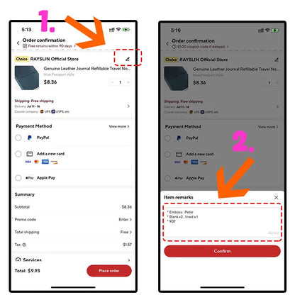 Leather Travel Journal - Refillable Notebook With Embossed Leather Cover, Handmade Diary - ZOOMNSTORE