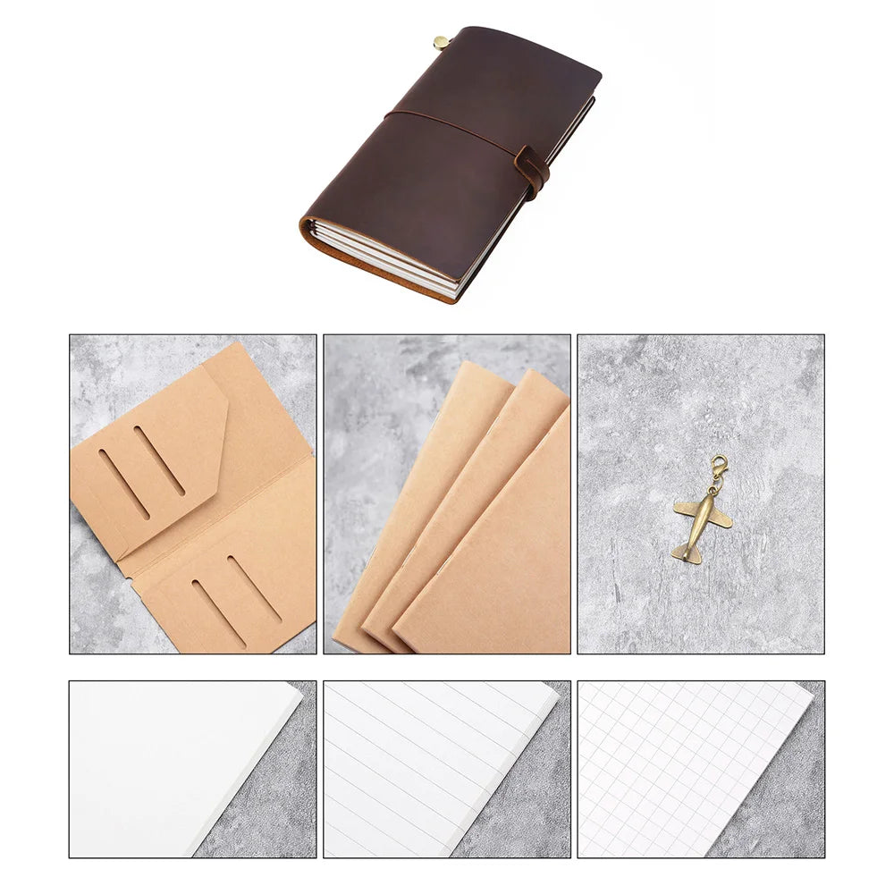 Leather Travel Journal - Refillable Notebook With Embossed Leather Cover, Handmade Diary - ZOOMNSTORE