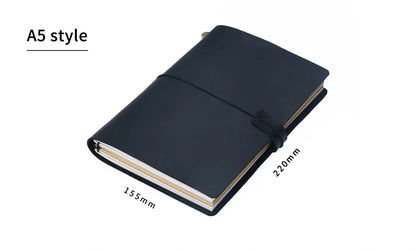 Leather Travel Journal - Refillable Notebook With Embossed Leather Cover, Handmade Diary - ZOOMNSTORE