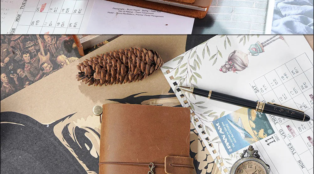 Leather Travel Journal - Refillable Notebook With Embossed Leather Cover, Handmade Diary - ZOOMNSTORE