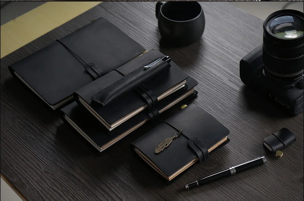 Leather Travel Journal - Refillable Notebook With Embossed Leather Cover, Handmade Diary - ZOOMNSTORE