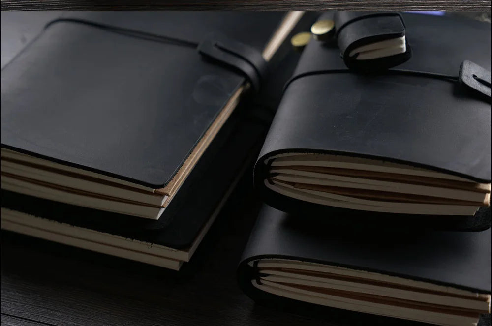 Leather Travel Journal - Refillable Notebook With Embossed Leather Cover, Handmade Diary - ZOOMNSTORE