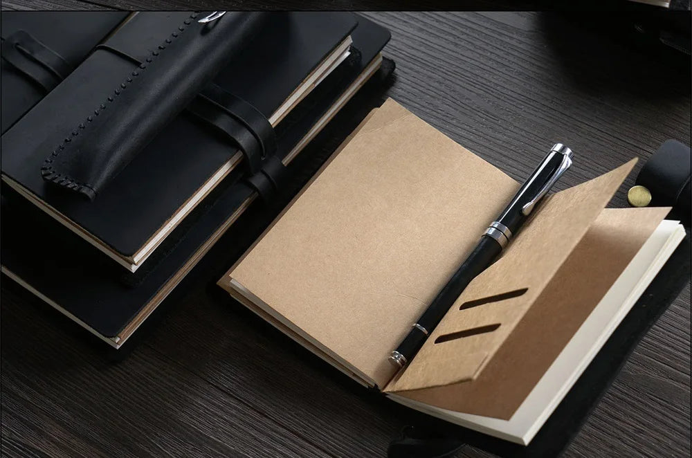 Leather Travel Journal - Refillable Notebook With Embossed Leather Cover, Handmade Diary - ZOOMNSTORE