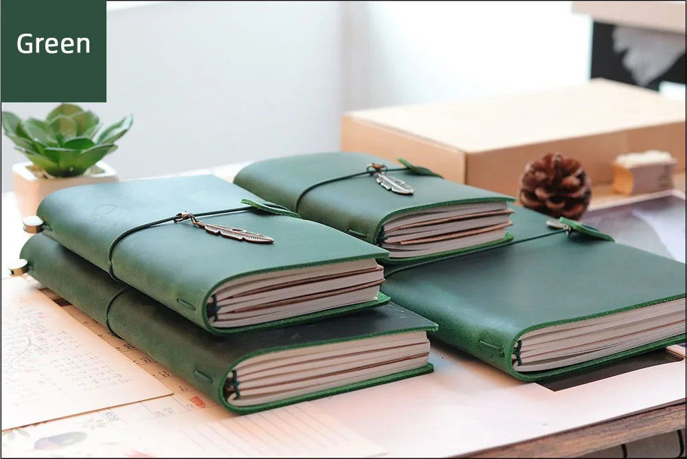 Leather Travel Journal - Refillable Notebook With Embossed Leather Cover, Handmade Diary - ZOOMNSTORE