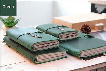 Leather Travel Journal - Refillable Notebook With Embossed Leather Cover, Handmade Diary - ZOOMNSTORE