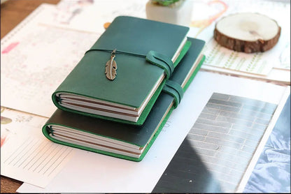 Leather Travel Journal - Refillable Notebook With Embossed Leather Cover, Handmade Diary - ZOOMNSTORE