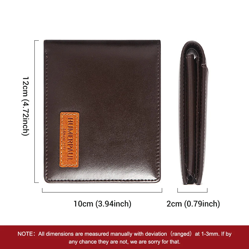 Real Leather RFID Trifold Wallet for Men - Slim Airtag Card Holder with ID Window - ZOOMNSTORE