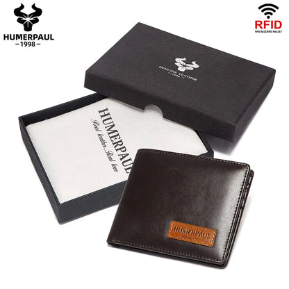 Real Leather RFID Trifold Wallet for Men - Slim Airtag Card Holder with ID Window - ZOOMNSTORE
