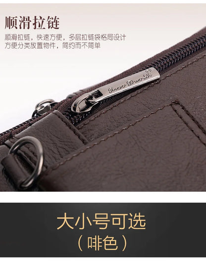 Leather Waist Bag - Men's Messenger Cowhide Mini Bag With Mobile Phone Pouch - ZOOMNSTORE