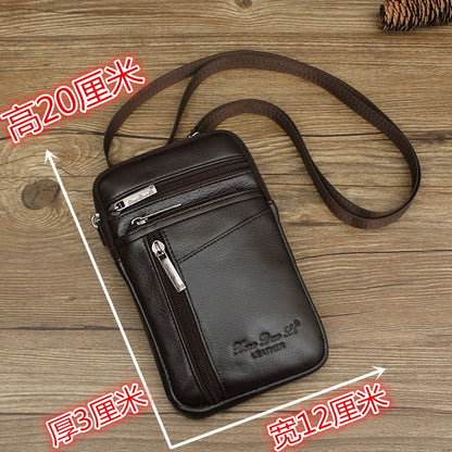 Leather Waist Bag - Men's Messenger Cowhide Mini Bag With Mobile Phone Pouch - ZOOMNSTORE