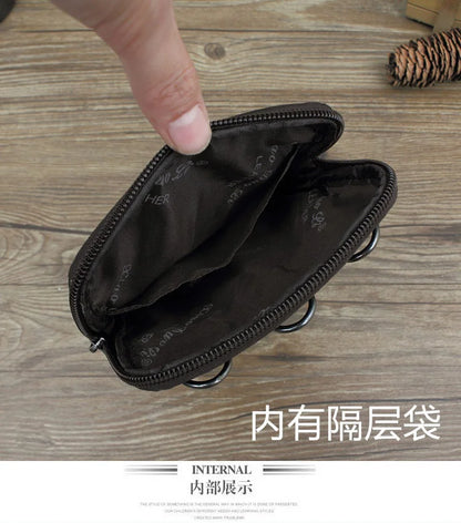 Leather Waist Bag - Men's Messenger Cowhide Mini Bag With Mobile Phone Pouch - ZOOMNSTORE