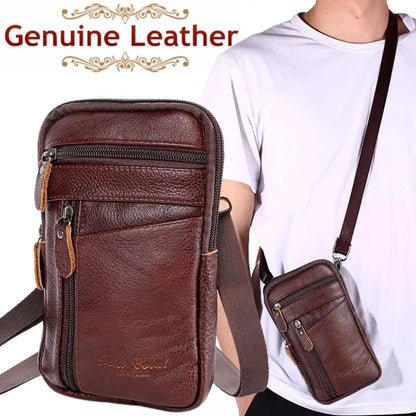 Leather Waist Bag - Men's Small Crossbody Bag With Belt Clip For Outdoor Sport - ZOOMNSTORE
