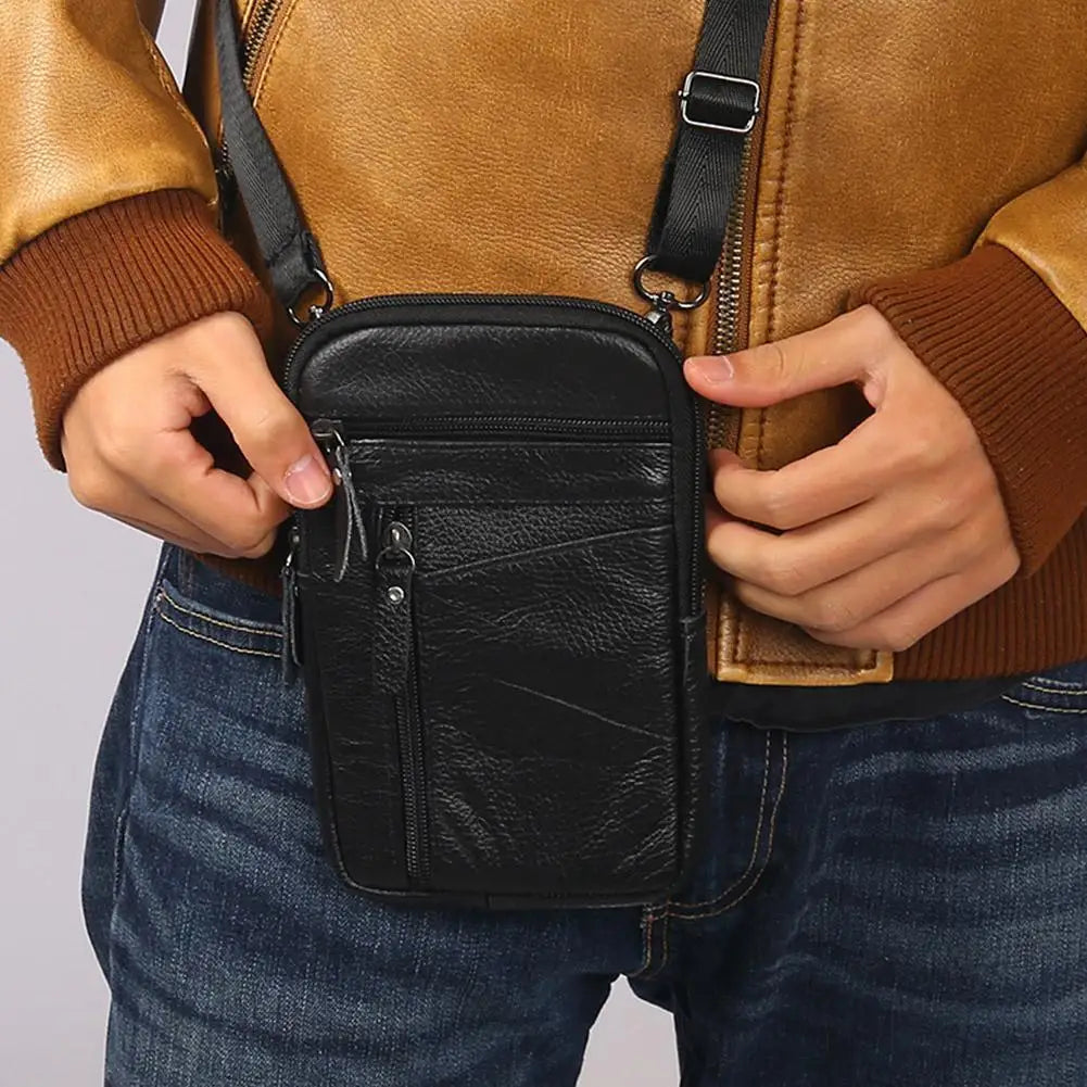 Leather Waist Bag - Men's Small Crossbody Bag With Belt Clip For Outdoor Sport - ZOOMNSTORE
