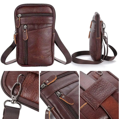 Leather Waist Bag - Men's Small Crossbody Bag With Belt Clip For Outdoor Sport - ZOOMNSTORE