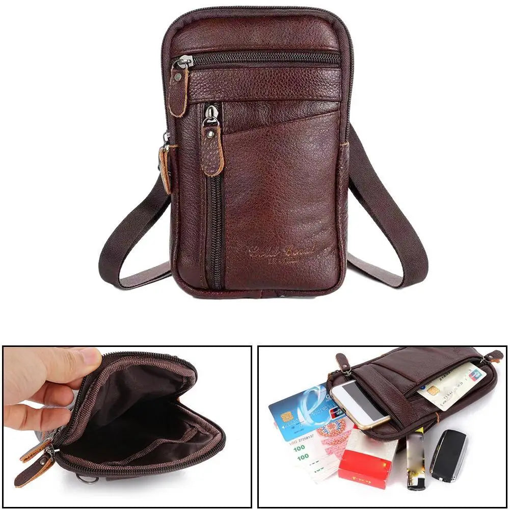 Leather Waist Bag - Men's Small Crossbody Bag With Belt Clip For Outdoor Sport - ZOOMNSTORE