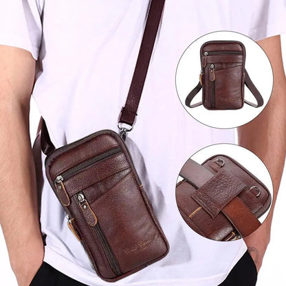 Leather Waist Bag - Men's Small Crossbody Bag With Belt Clip For Outdoor Sport - ZOOMNSTORE