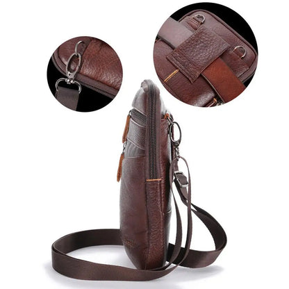 Leather Waist Bag - Men's Small Crossbody Bag With Belt Clip For Outdoor Sport - ZOOMNSTORE
