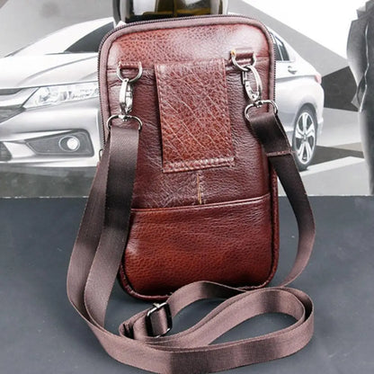 Leather Waist Bag - Men's Small Crossbody Bag With Belt Clip For Outdoor Sport - ZOOMNSTORE