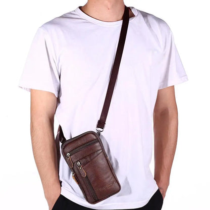 Leather Waist Bag - Men's Small Crossbody Bag With Belt Clip For Outdoor Sport - ZOOMNSTORE