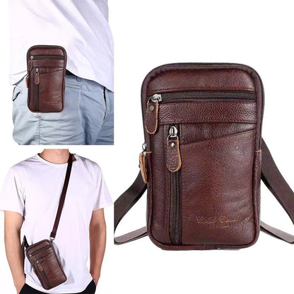 Leather Waist Bag - Men's Small Crossbody Bag With Belt Clip For Outdoor Sport - ZOOMNSTORE