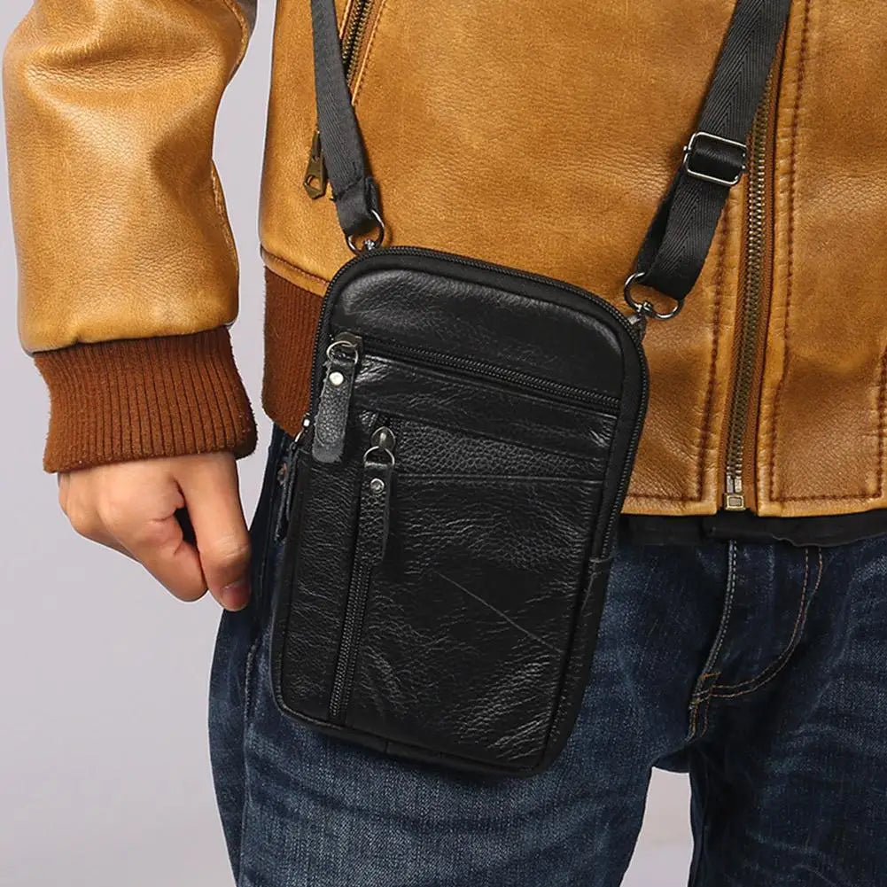 Leather Waist Bag - Men's Small Crossbody Bag With Belt Clip For Outdoor Sport - ZOOMNSTORE