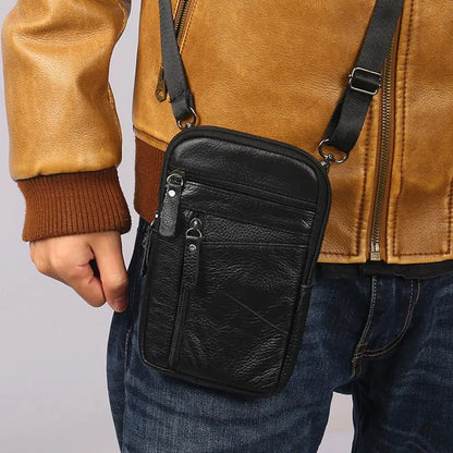 Leather Waist Bag - Men's Small Crossbody Bag With Belt Clip For Outdoor Sport - ZOOMNSTORE