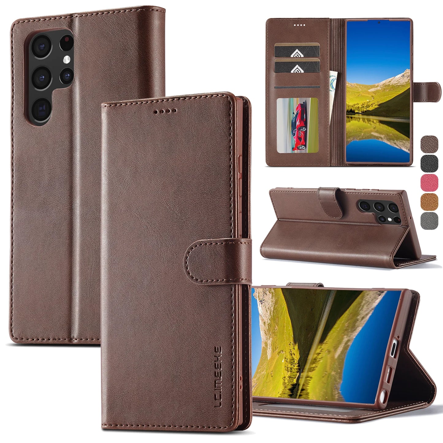 Leather Wallet Case for Samsung Galaxy S Series - Flip Card Cover for Note20 S10 S9 S21 S22 S23 S24 S25 - ZOOMNSTORE