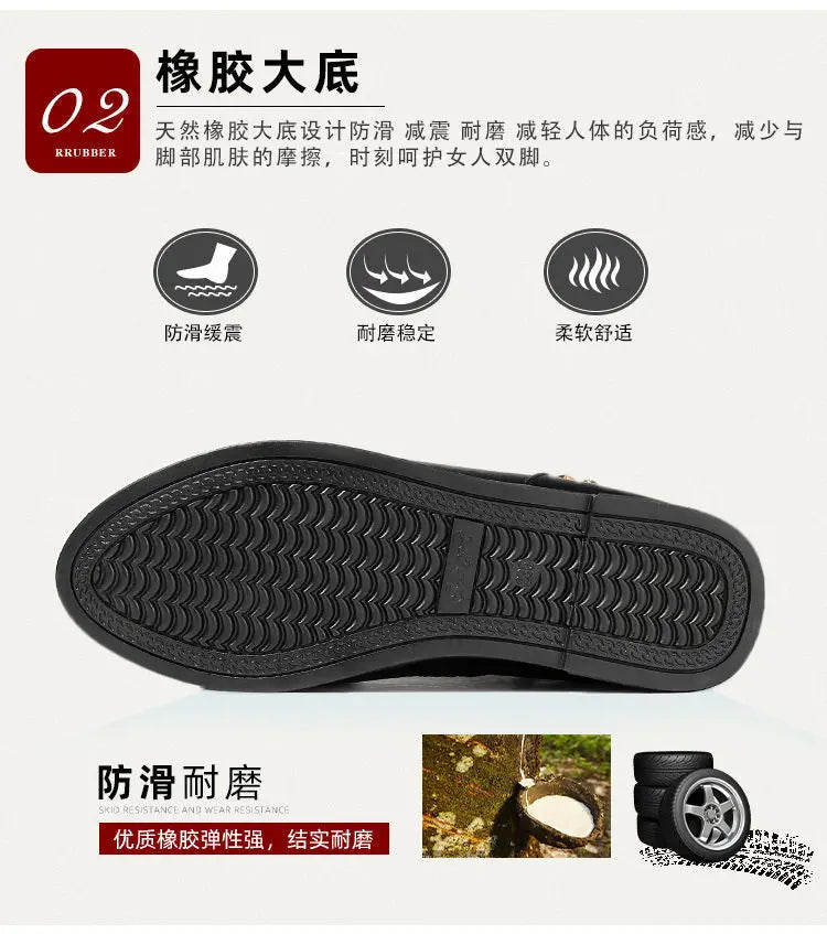 Leather Women Boots 2024 Winter Thick Wool Lined Genuine Leather Women Snow Boots Large Size Women Winter Shoes - ZOOMNSTORE