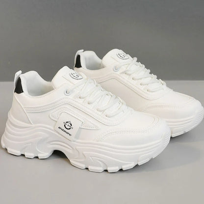 Leather Women Sneakers - Height Increasing Shoes | Designer Platform Casual Footwear - ZOOMNSTORE