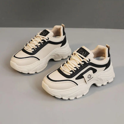 Leather Women Sneakers - Height Increasing Shoes | Designer Platform Casual Footwear - ZOOMNSTORE