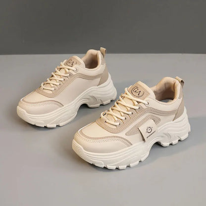 Leather Women Sneakers - Height Increasing Shoes | Designer Platform Casual Footwear - ZOOMNSTORE