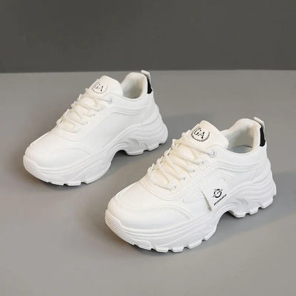 Leather Women Sneakers - Height Increasing Shoes | Designer Platform Casual Footwear - ZOOMNSTORE
