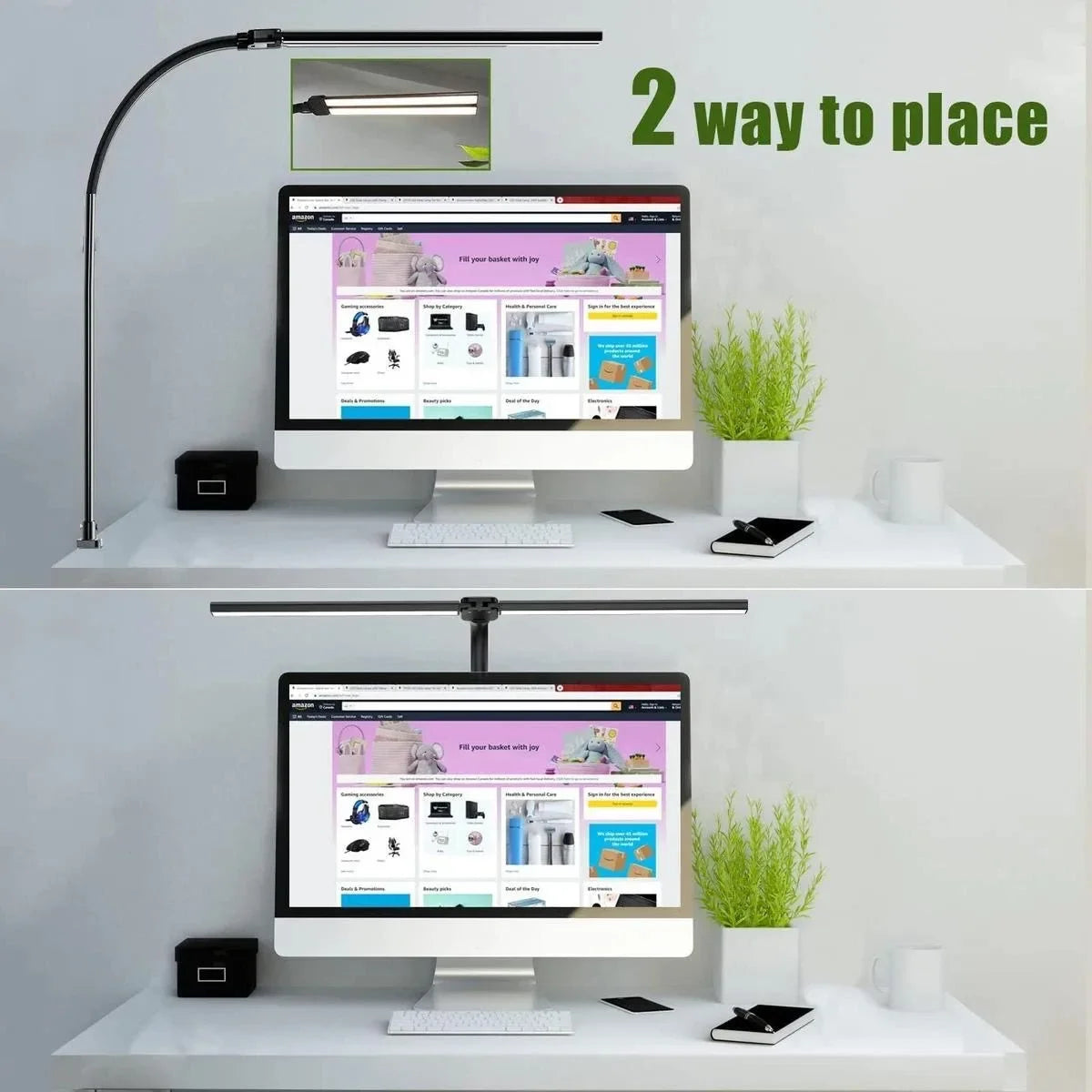 Led Desk Lamp - Dual Head Adjustable Clip Light | Dimmable Office Reading Lamp - ZOOMNSTORE
